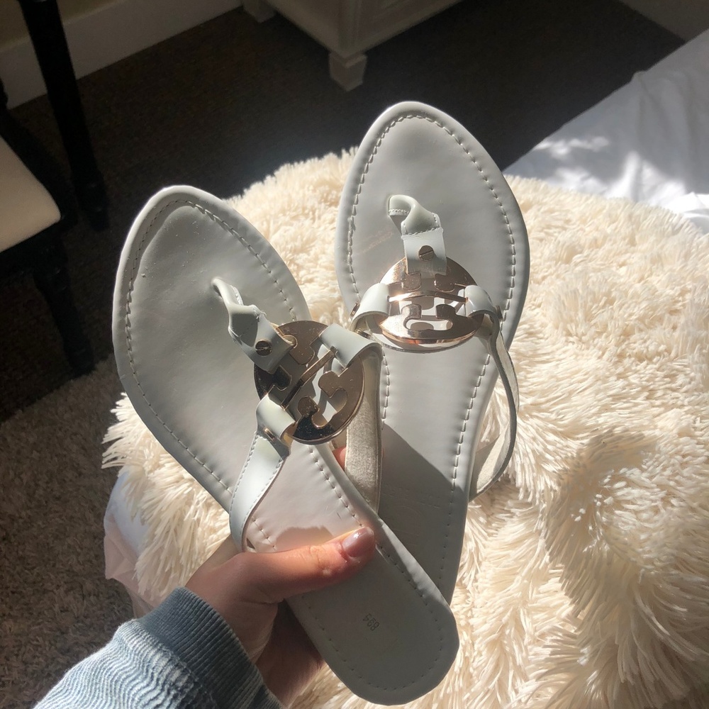 White and gold Tory Burch flip flops! new